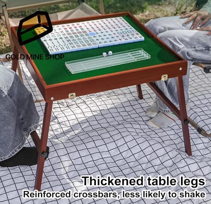 麻雀テーブル 折りたたみ式 ドミノテーブル 折りたたみ脚付き正方形カードテーブル 144個の30mm麻雀セット コンパクトで軽量 屋内屋外