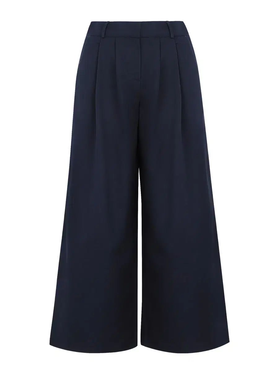 PALE JADE ペイルジェイド ピンタックワイドスラックス ネイビー m DECORATOM_COM_BR