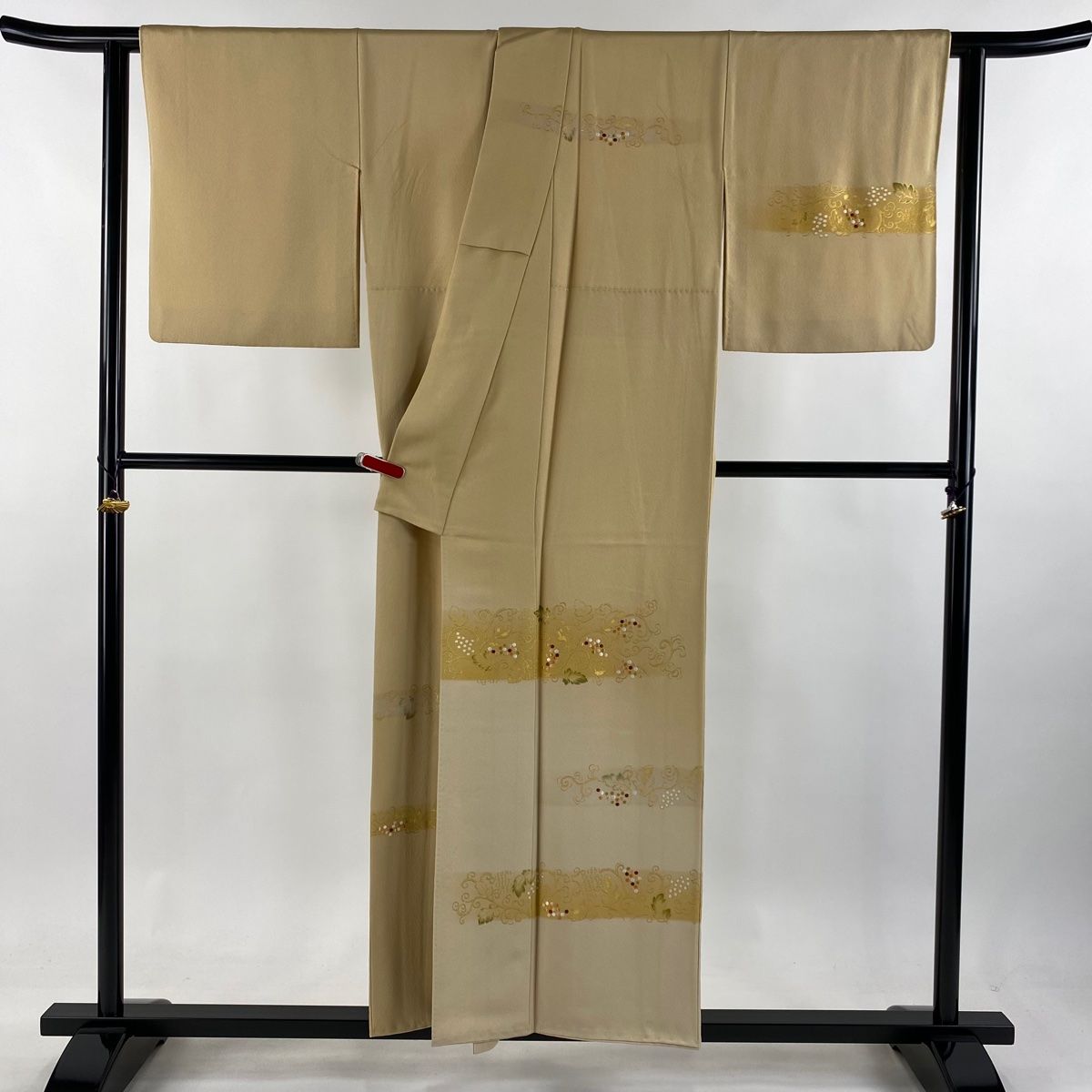 訪問着 身丈153cm 裄丈65.5cm M 袷 福田喜三郎 葡萄唐草 刺繍 金銀 