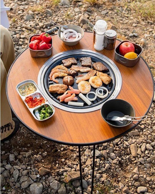 折りたたみテーブル椅子キャンプ囲炉裏焼きグリルゆでテーブル鍋一体便携ドライブ野外テーブルLFY07人気急上昇