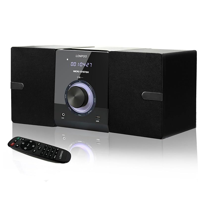 30W CDステレオシステムミニコンポ CDプレーヤー FMラジオ Bluetooth対応スピーカー USB|AUX入力 ヘッドフォンジャック リモコン