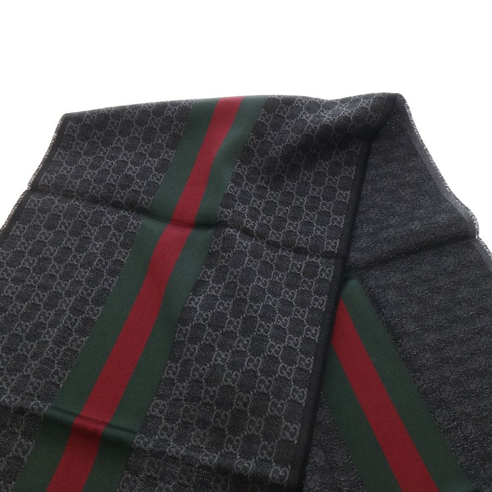 GUCCI (グッチ) シェリーライン GG総柄 シルク混 ウールマフラー