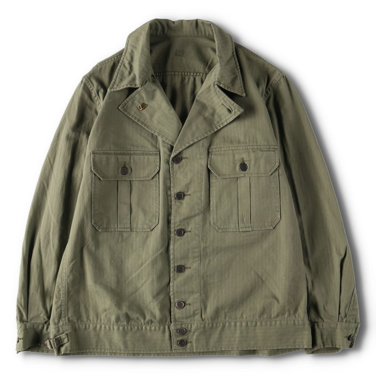 古着 グッドコンディション 40年代 米軍実品 U.S.ARMY M-43 HBT ヘリンボーンツイル バッジ付き ミリタリー/evb005884