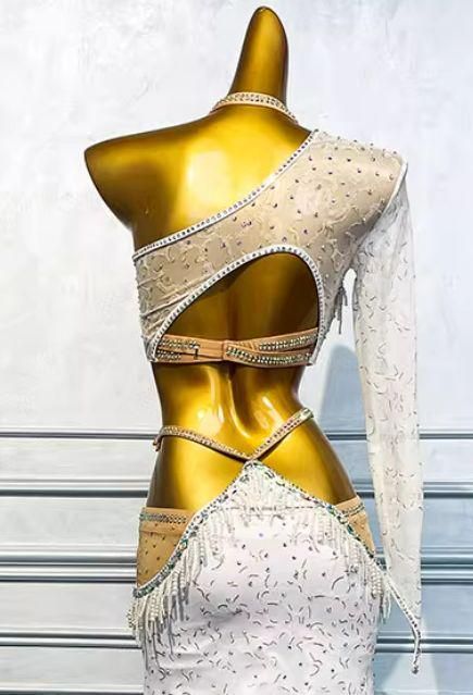 ベリーダンス オリエンタル衣装 3点セット 透けます ホワイトオーダー