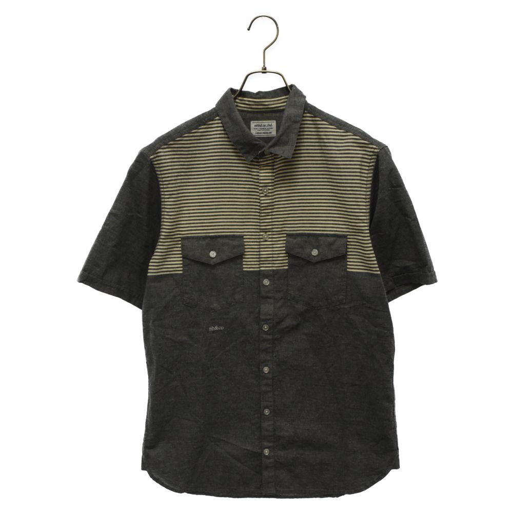 NEIGHBORHOOD (ネイバーフッド) 14SS ボーダーデザイン コットン 半袖シャツ グレー 141BENH-SHM05
