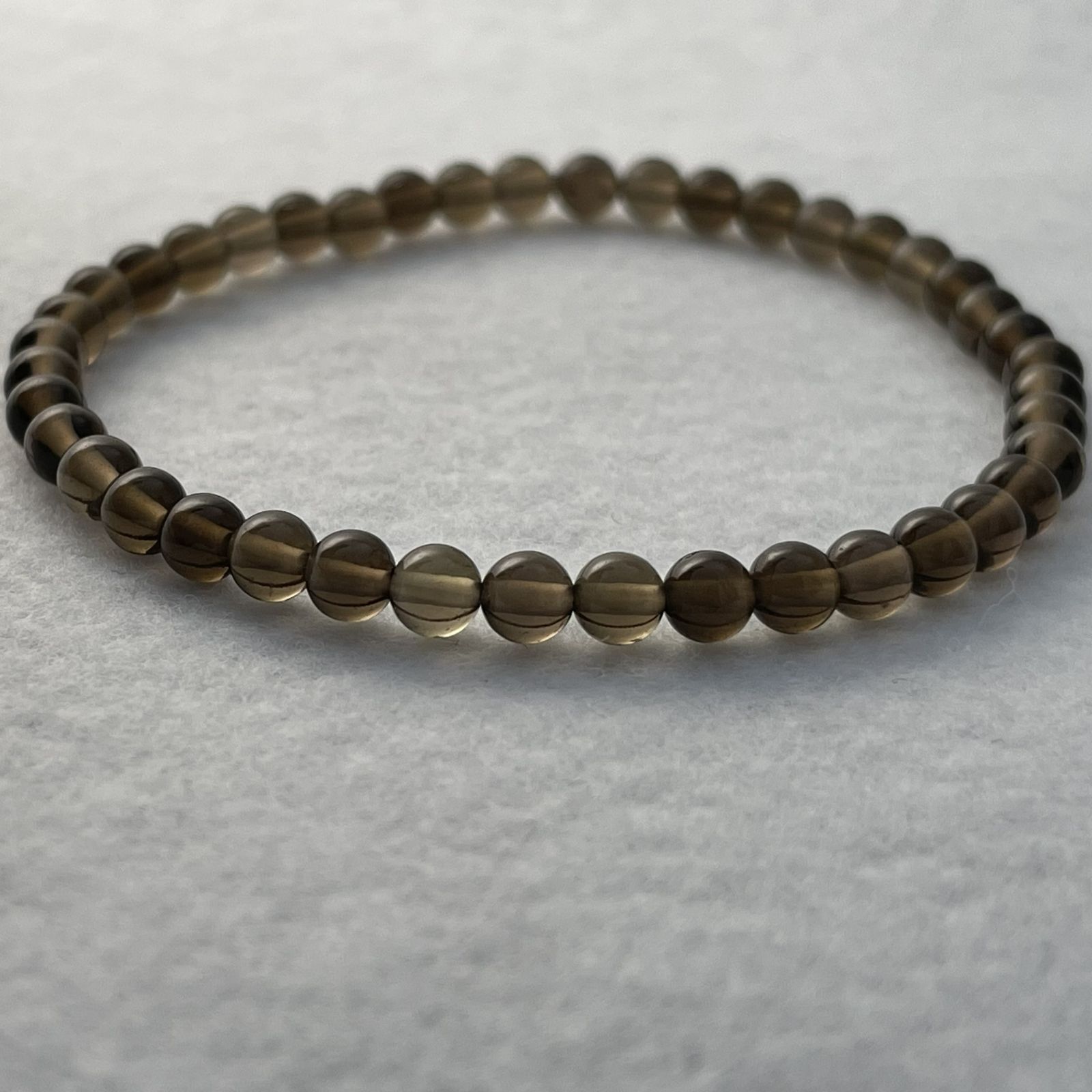 スモーキークォーツ ブレスレット 珠 4mm 極小粒 内径 16.5cm