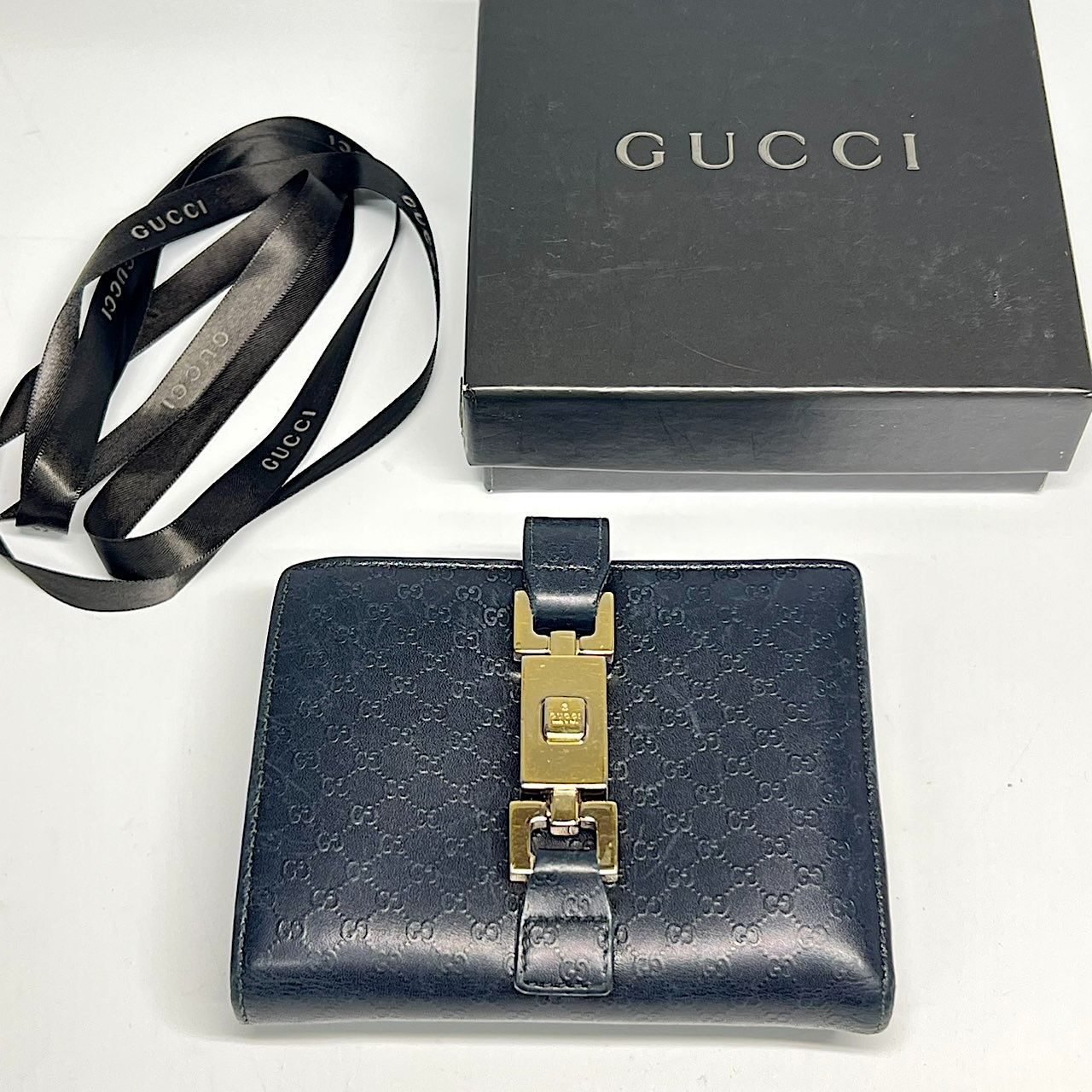 GUCCI グッチシマ ブラックレザー 二つ折り財布 ロココ様専用 GUCCI