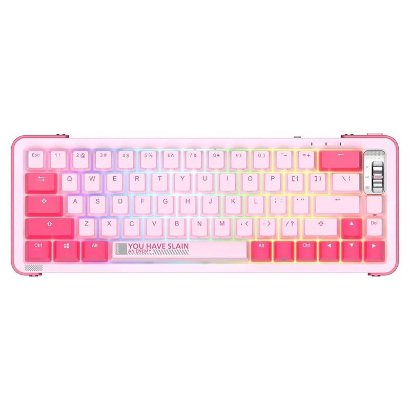 YUNZII Y68 65% ホットスワップ可能なワイヤレス メカニカル キーボード 無線キーボード RGB バックライト付き ダブル ショット PBT キーキャップ ゲーマー/Mac/Win用(TTCスピードシルバーV2、Y68ピン