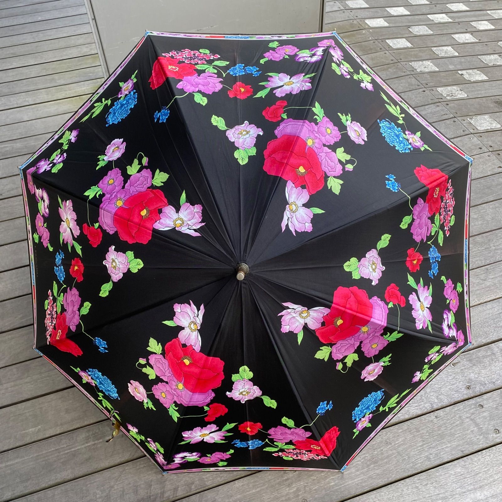 REONARD レオナール 花柄文字ロゴ 晴雨兼用長傘一本傘 （流行り