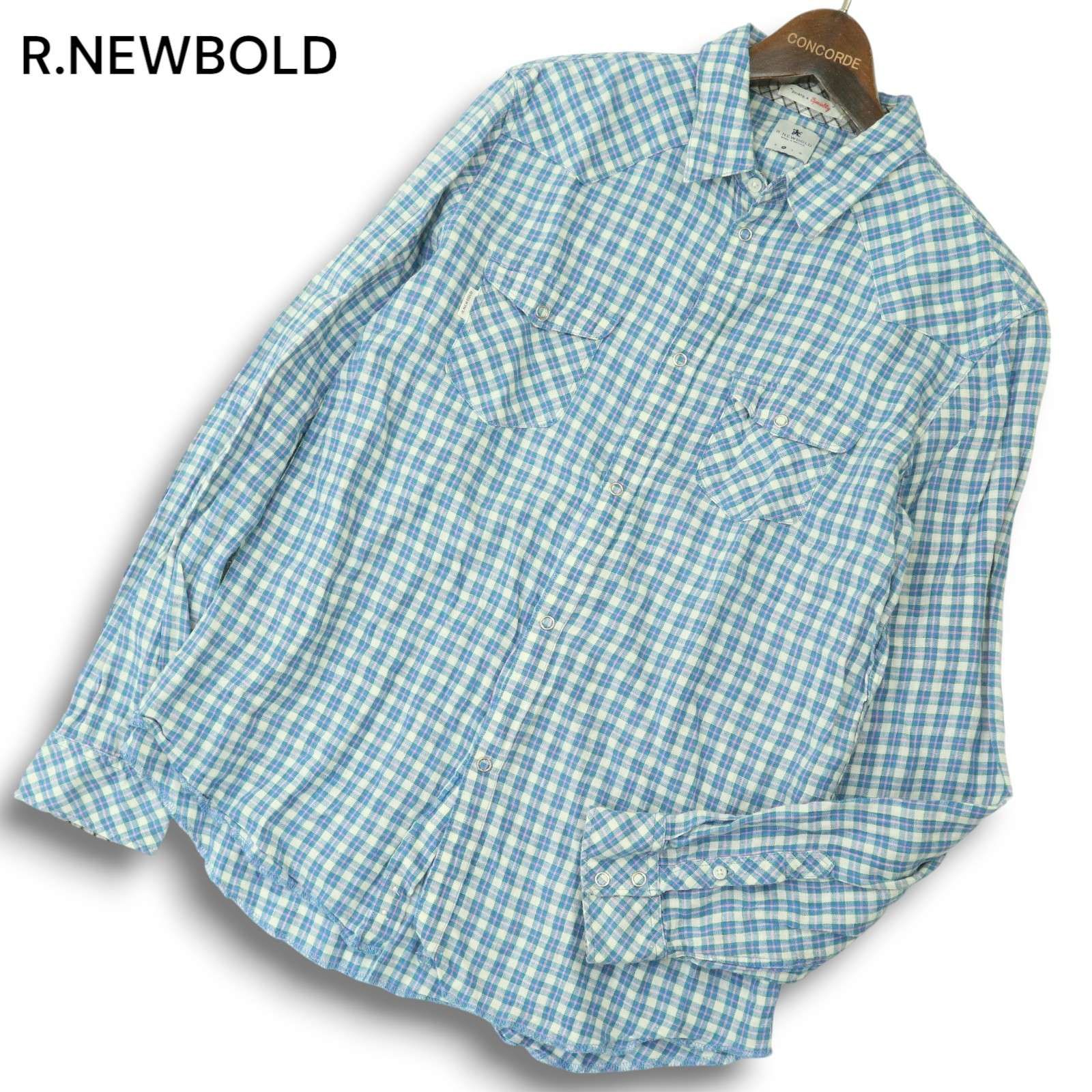 【R.NEWBOLD】長袖シャツ　柄シャツ　ポールスミス R.NEWBOLD ポールスミス 春夏 SHIRTS A Speciality 麻 リネン100