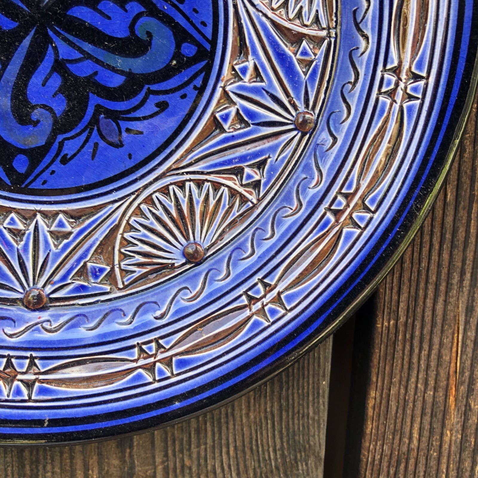 モロッコ陶器 サフィの絵皿 爽やかブルー - メルカリ