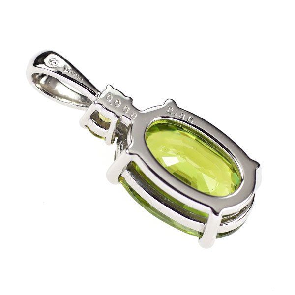 Pt900 スフェーン ペリドット ペンダントトップ 2.36ct P0.068ct