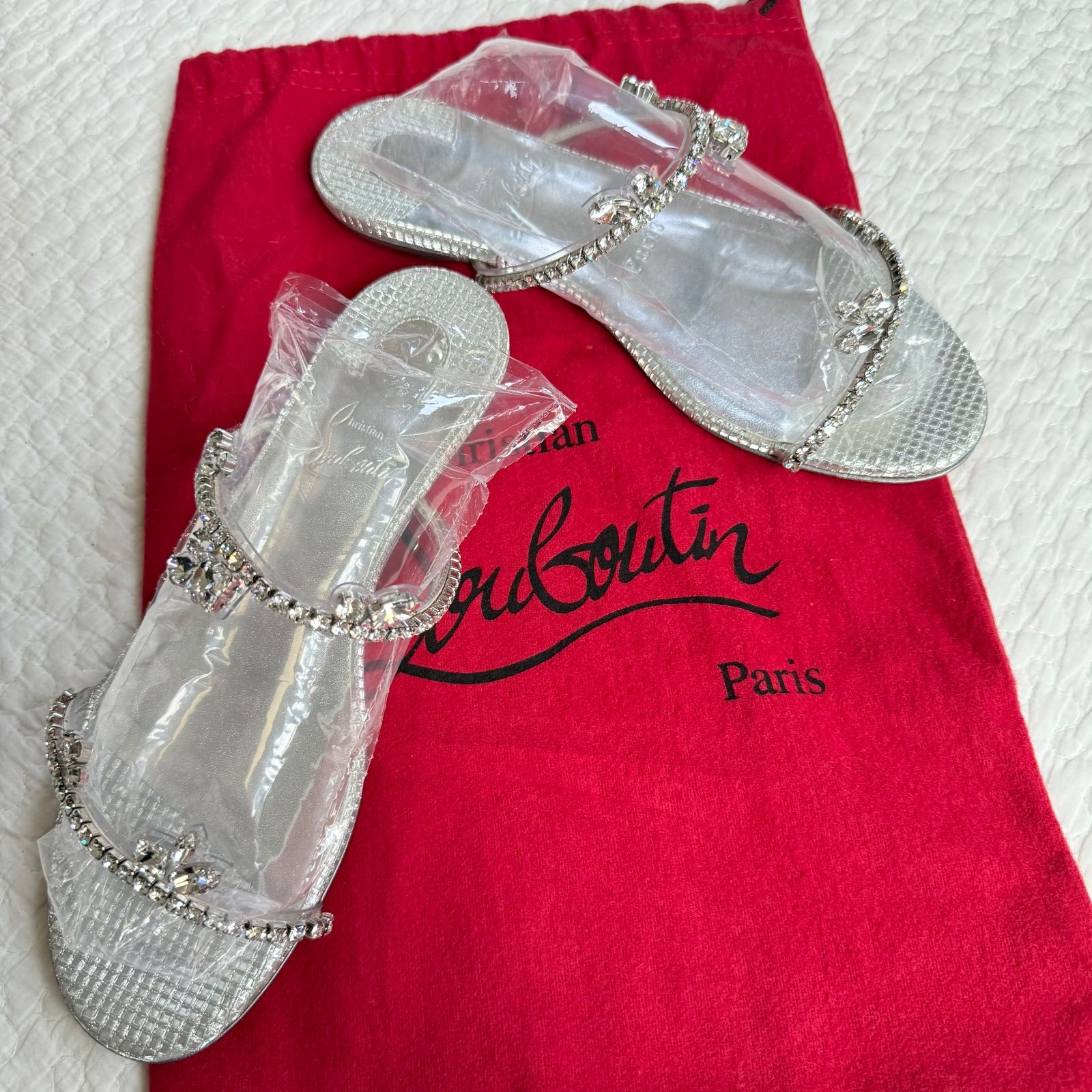 Christian Louboutin - 極美品 ルブタン スワロフスキーサンダル
