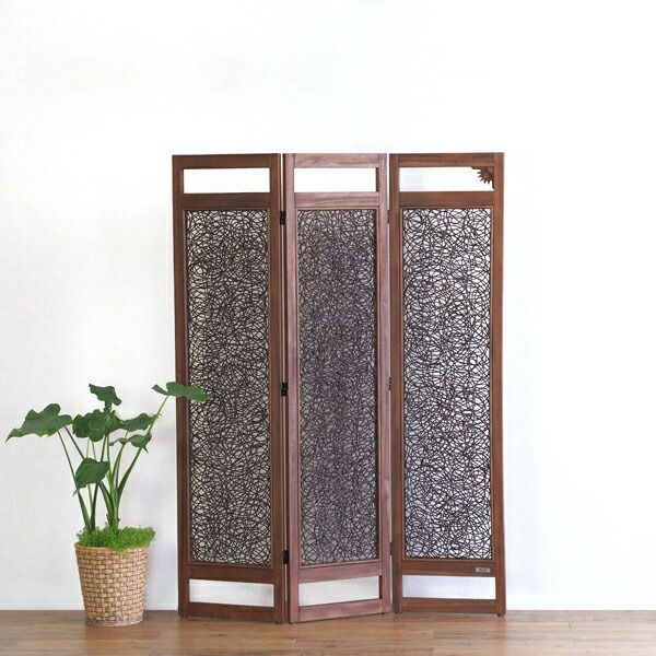 籐家具 インテリア スクリーン パーテーション パーティション 間仕切り 目隠し 仕切り 衝立 ついたて チーク 木製 アジアン エスニック 南国 バリ ナチュラル リゾート デザイン 3連