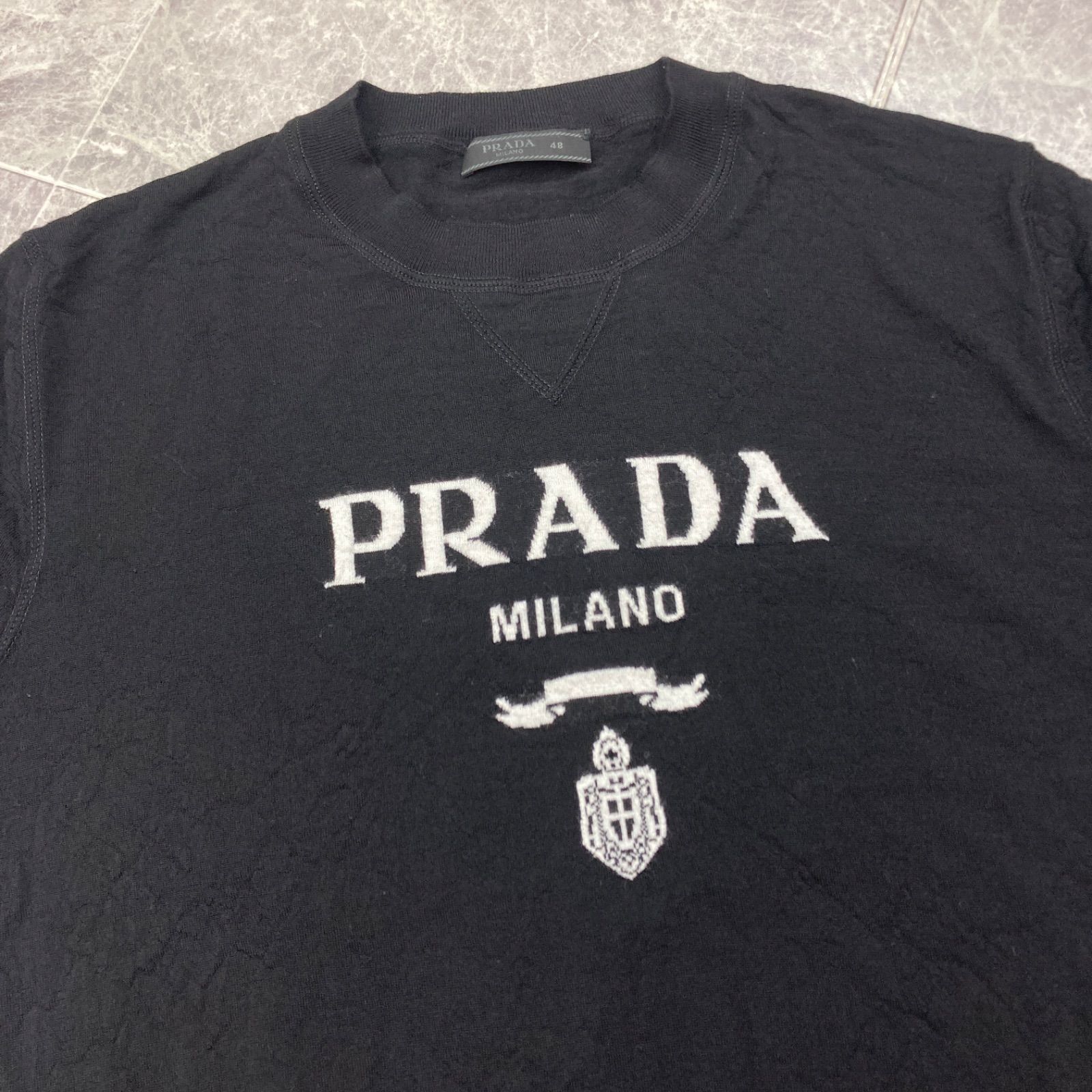 PRADA プラダ セーター 21年製 ハイゲージ ニット ロゴ シグネチャー 