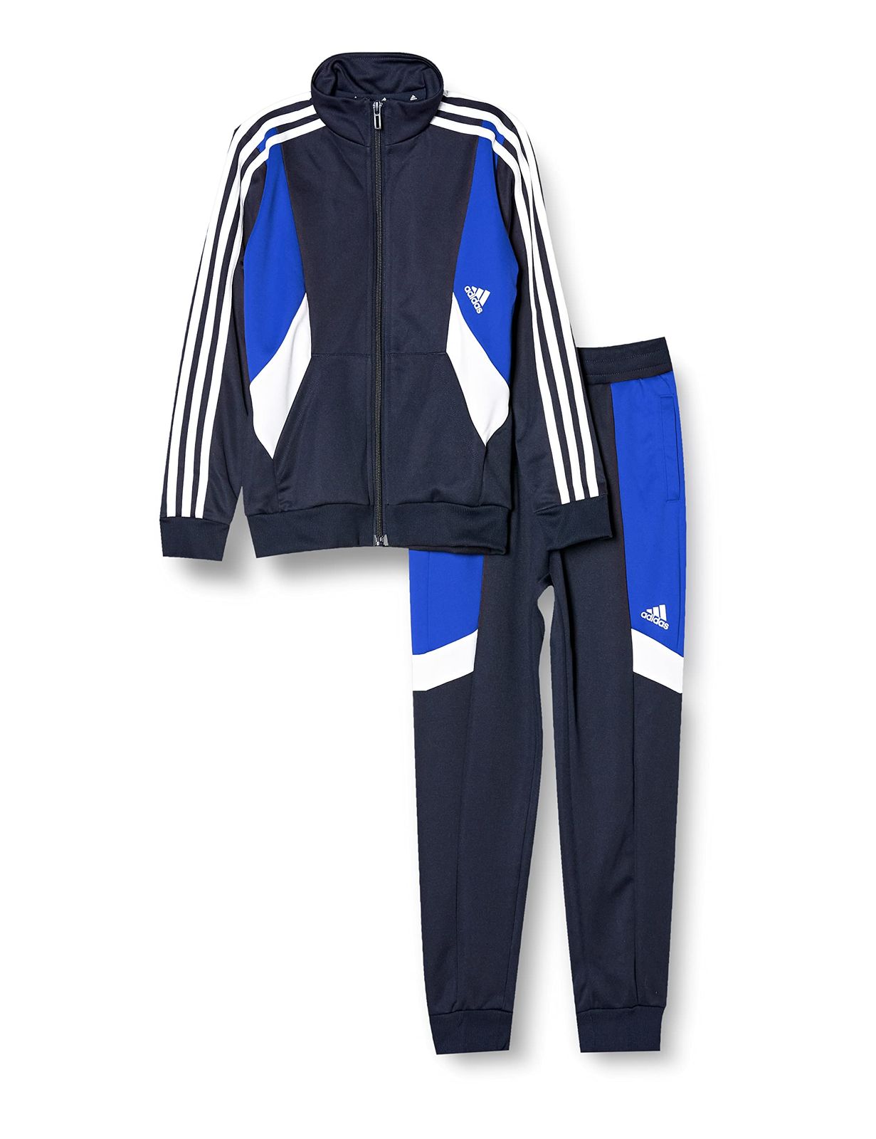 [アディダス] ジャージ上下セット キッズ カラーブロック 3ストライプス トラックスーツ ENN2 [Top : レジェンドインク/セミルシッドブルー/ホワイト Bottom : レジェンドインク/セミルシッドブル