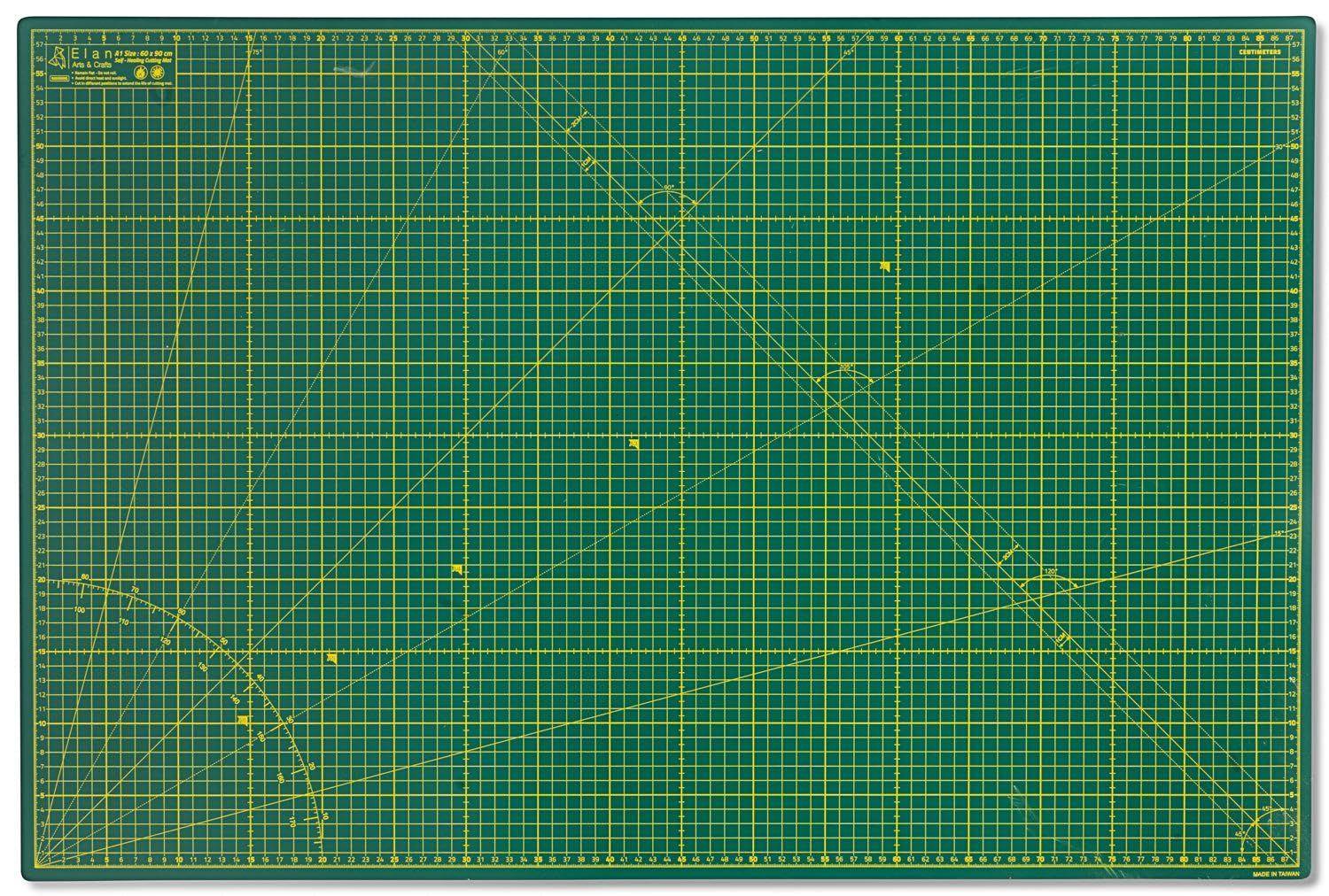 【迅速発送】Elan カッターマット 手芸用品 両面仕様 A1 90 x 60cm 緑 カッティングマット 家庭用 業務用 カッティングマット
