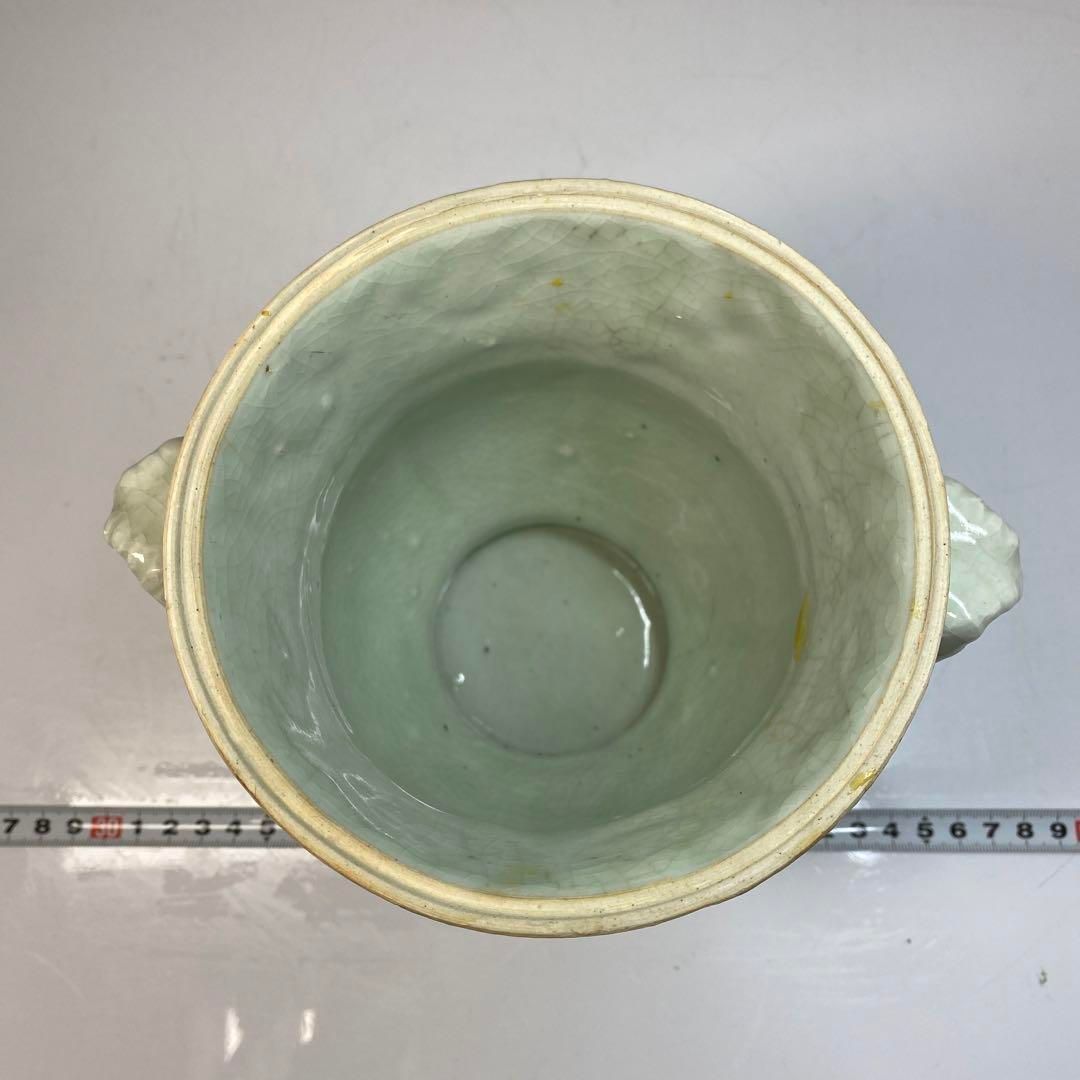 中国美術 青磁山羊耳壺 高さ16.5cm 東Y6-0415④ - メルカリ