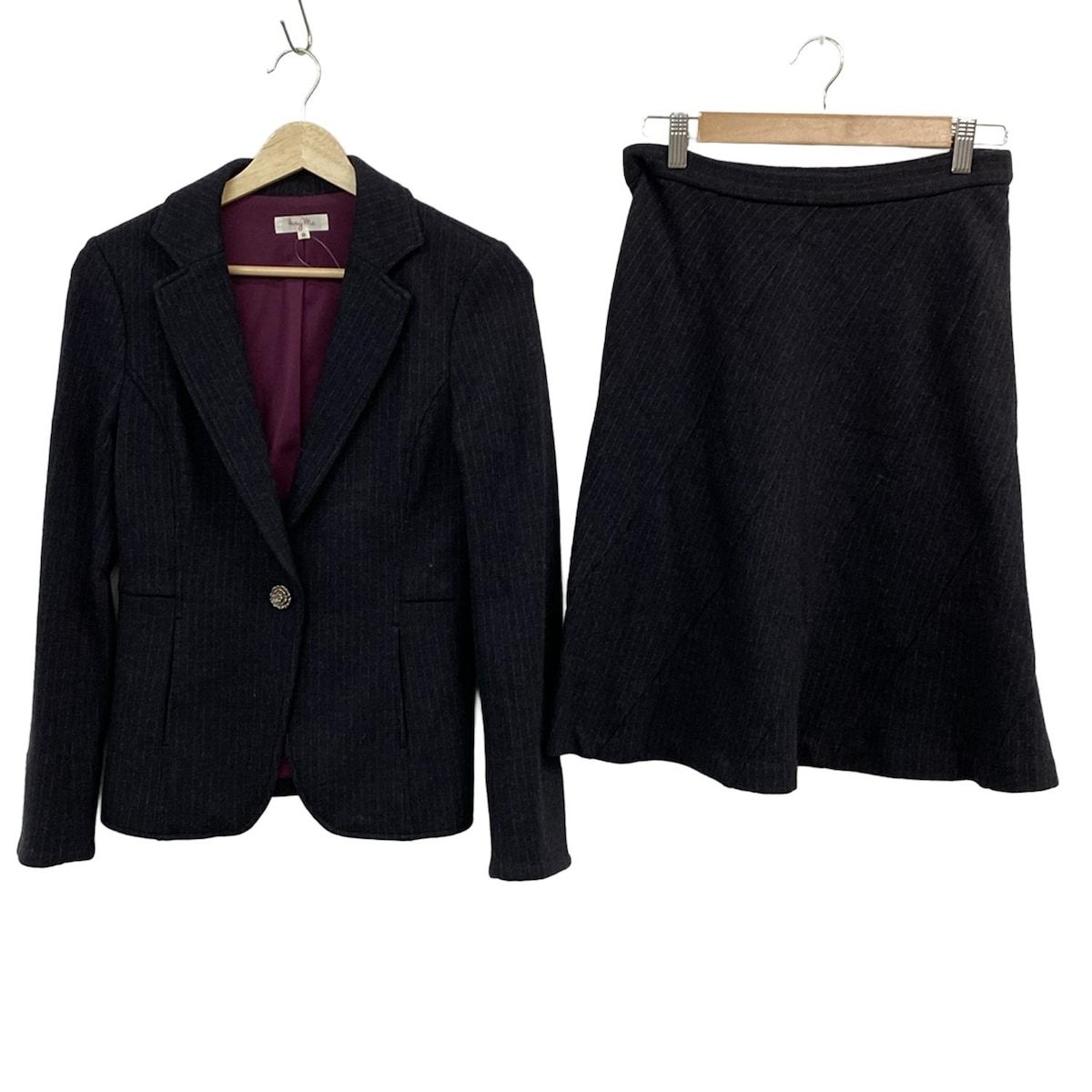 kayme ケイミー スカートスーツ レディース - ダークグレー ストライプ