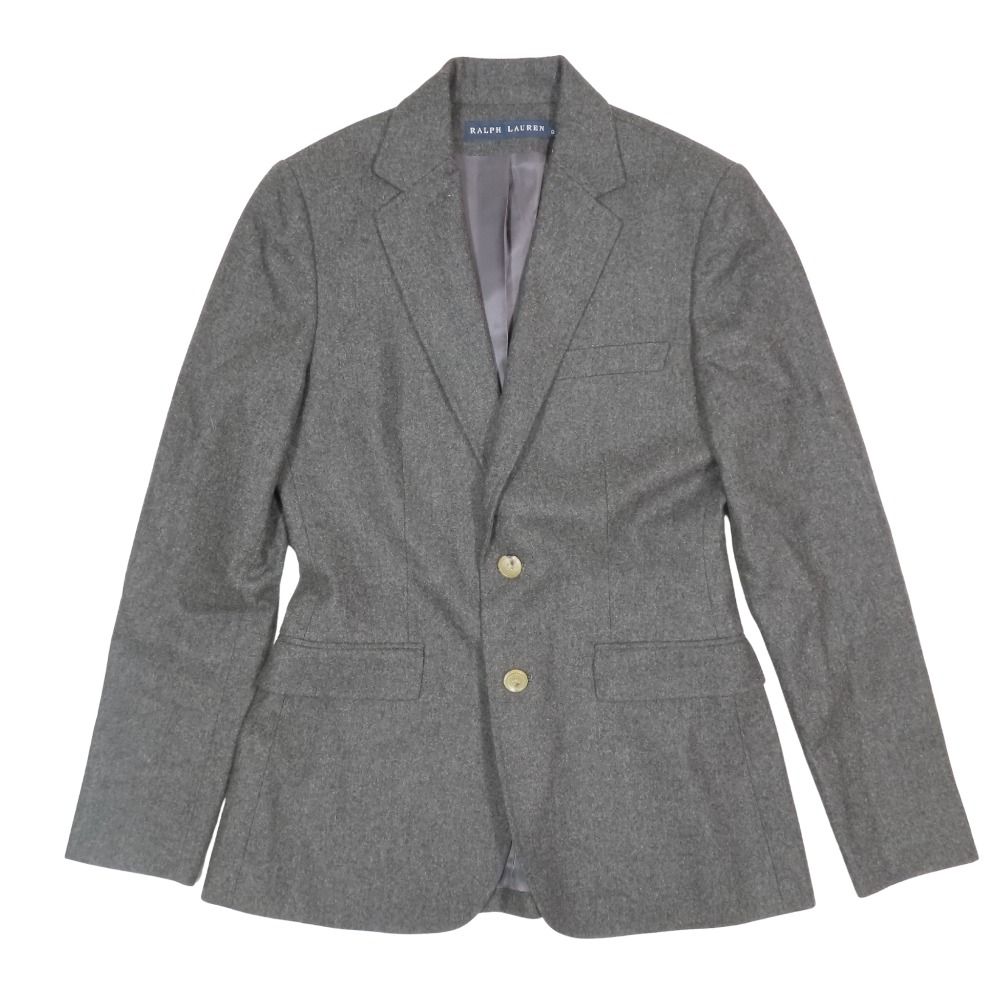 Ralph Lauren ラルフローレン セットアップ パンツ スーツ テーラード ジャケット カシミヤ ブレンド ウール 9号 グレー レディース 古着