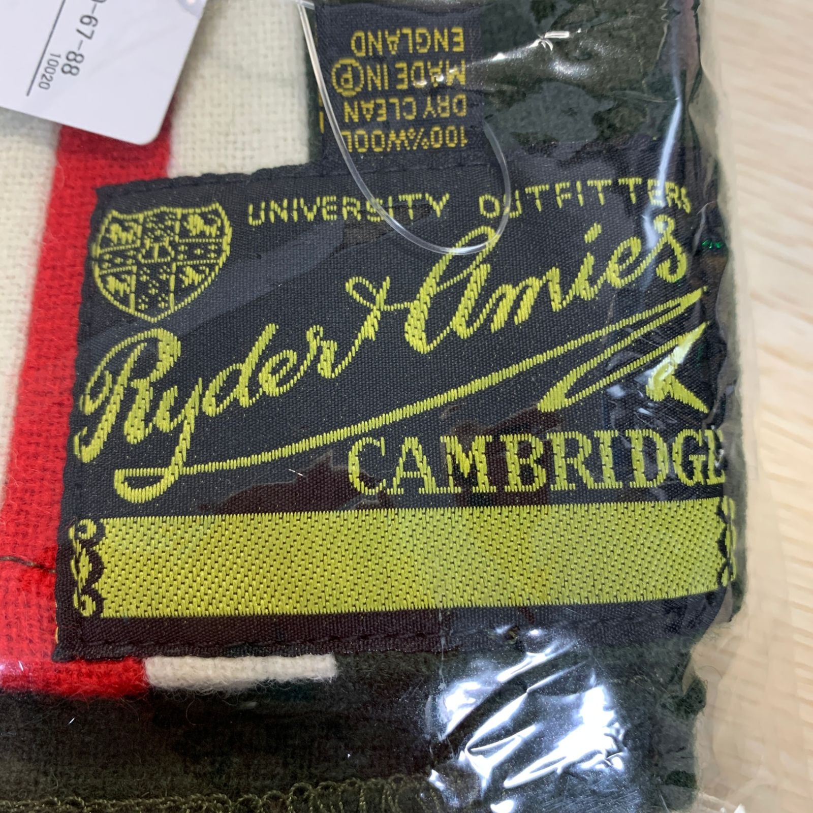 ◆ ◆Ryder-Amies 英国製老舗 スクールマフラー 肉厚ウール グリーン系 メンズ ケンブリッジ 180cm×68.5cm Q81158NB