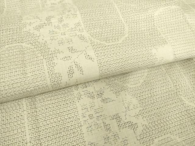 平和屋着物○結城紬 100亀甲 飛び亀甲柄 流水風景花文 正絹 逸品  