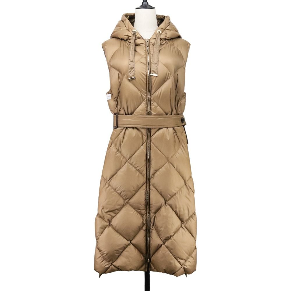 Max Mara The Cube マックスマーラ ザキューブ TREGIL ロング ダウンベスト ノースリーブコート 929601166 サイズ42 ブラウン レディース 古着