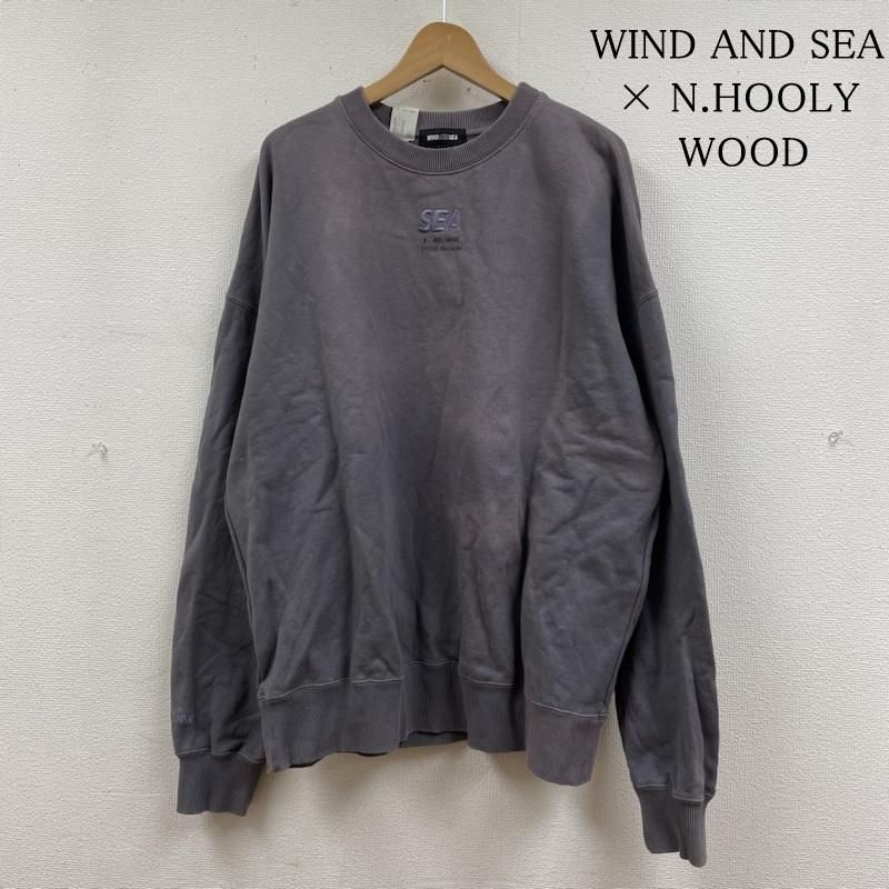 WIND AND SEA ウィンダンシー トレーナー 長袖 N.HOOLYWOOD SWEAT NHWS-005 スウェット 長袖 ロゴ 刺繍 チャコール