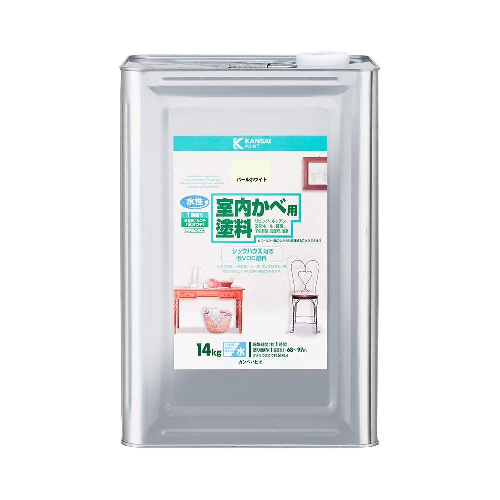 カンペハピオ ペンキ 塗料 水性 2分つや 室内かべ用 シックハウス対応 防カビ剤入り 室内かべ用塗料 パールホワイト 14K 日本製 00317653023140