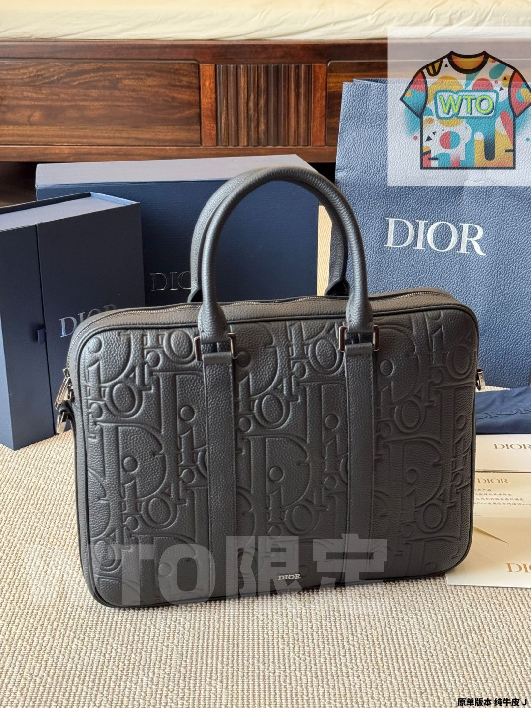 今日WTO】DIOR ディオール レザーブリーフケースシリーズ 真皮