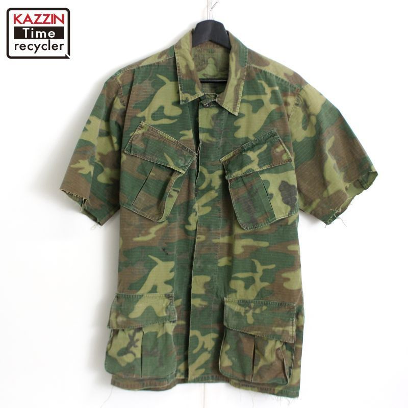 60s US ARMY ジャングルファティーグジャケットM-REG リップ 60s US ARMY ジャングルファティーグジャケット 4thタイプ 刺繍