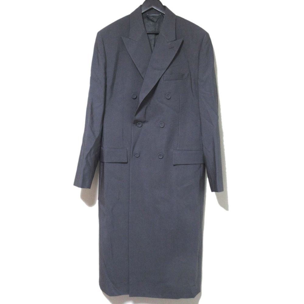 23AW DIOR HOMME ディオールオム シルクブレンド ダブルブレスト ロング チェスターコート 383C357A5774 サイズ54 グレー メンズ 古着