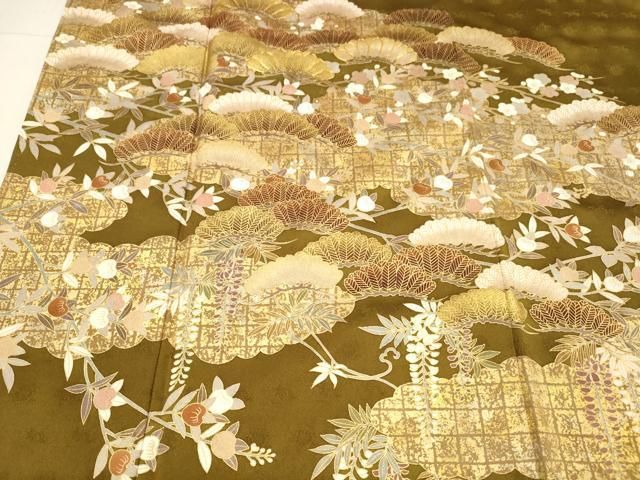 平和屋着物●豪華色留袖　作家物　駒刺繍　立波地紙花文　暈し染め　金彩　正絹　逸品　DAAP1896ic 平和屋着物○豪華色留袖 作家物 駒刺繍 立波地紙花文