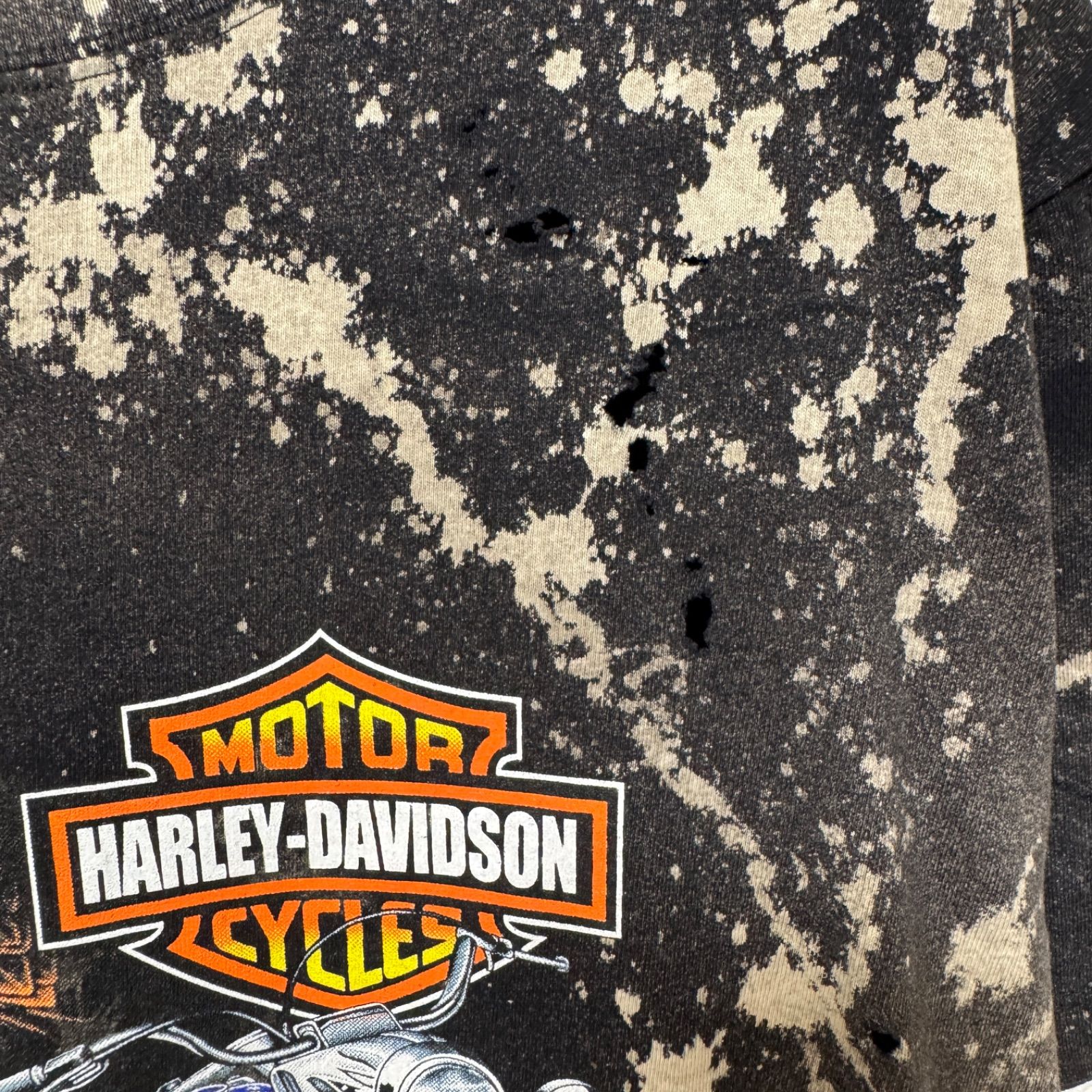 ビンテージ USA製 Harley Davidson ハーレー タイダイ 両面 ハーレーダビッドソン Tシャツ Lサイズ ブラック フェード