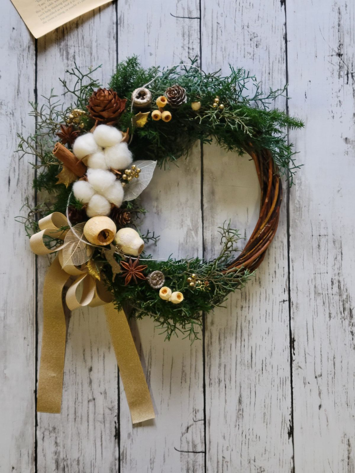 大きめ◈グリーンと木の実のリース クリスマス 4-334クリスマスリース 大人クリスマス 木の実リース ドアリース