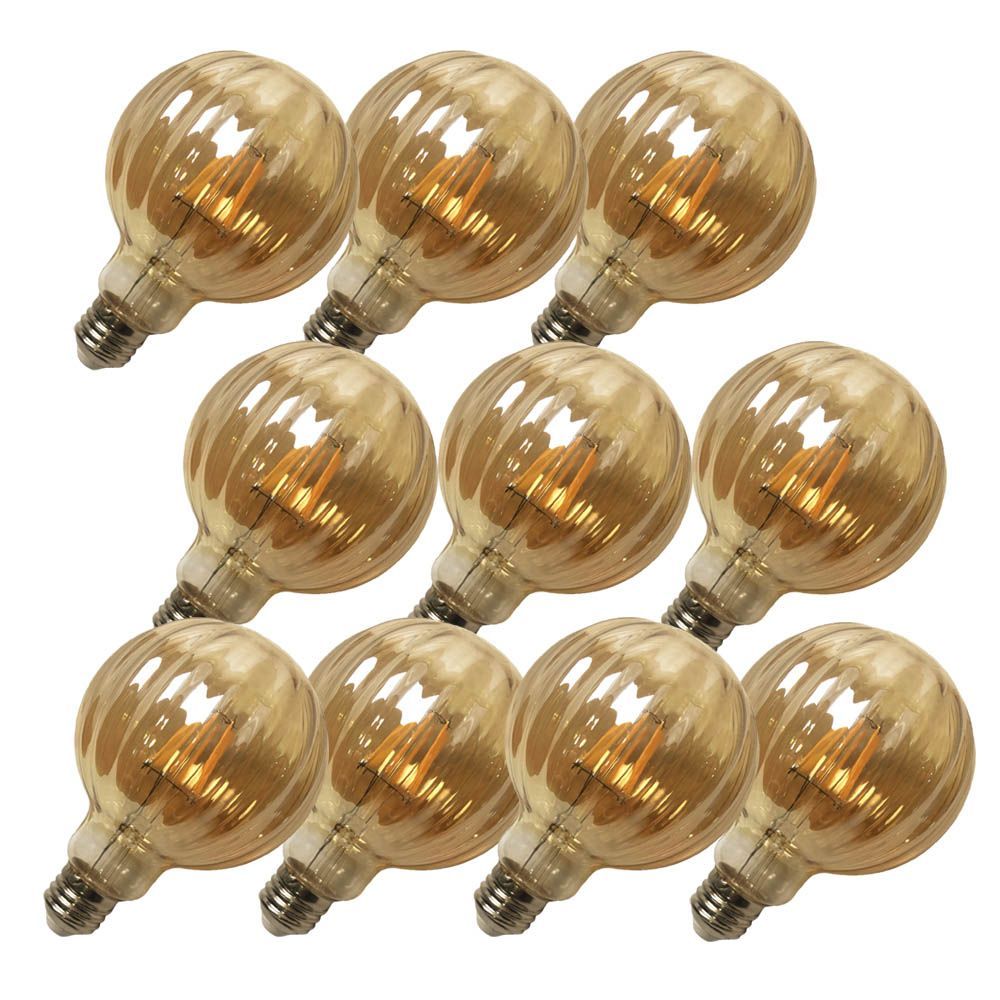 LED電球 10個セット レトロ インテリア おしゃれ E26 電球 LED 照明 ランプ フィラメント 非調光 省エネ 節電 節約 間接照明 ノスタルジック アンティーク照明 ウェーブ かぼちゃ型 飴色 暖温色 2