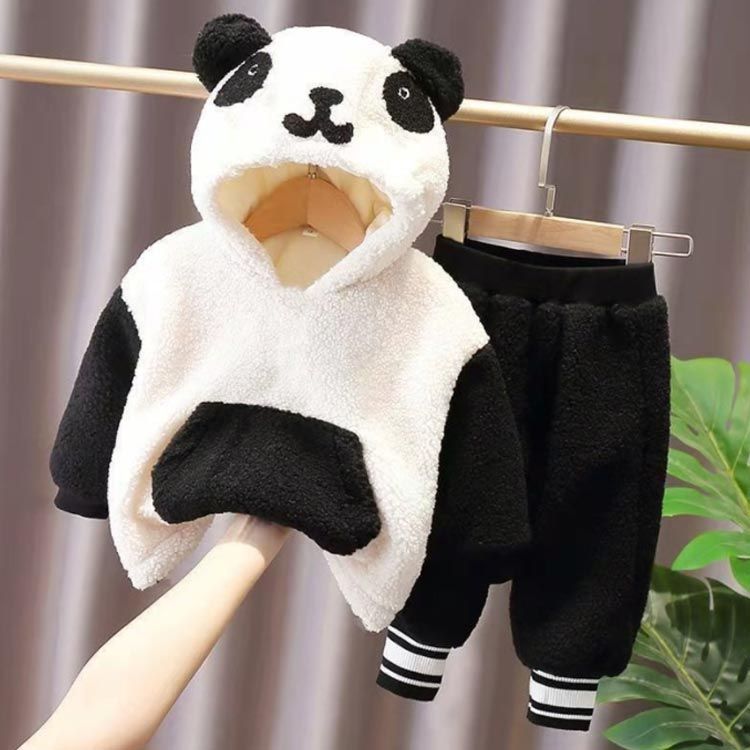 ひらり　うさとの服 キッズ  上下セット アウター 子供服 キッズ セットアップ パンダ柄 ウサギ パーカー