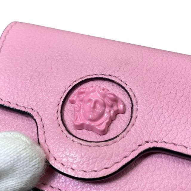 美品 GIANNI VERSACE レザー 三つ折り財布 ピンク メデューサ