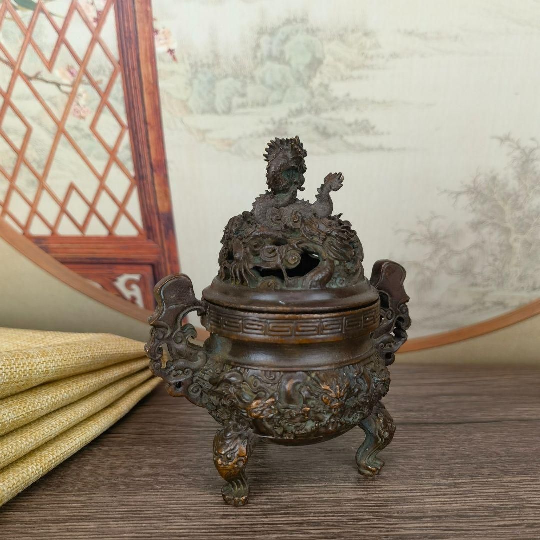 香炉 銅器 文房具 茶道具 重厚 極細工 工芸品 美術品 置物 仏事 香炉 銅器 文房具 茶道具 重厚 極細工 工芸品 美術品 置物 仏事