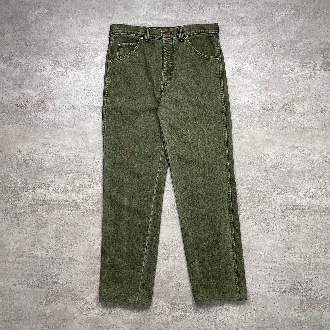 90s LAND S END グリーンデニムパンツ W32 メンズ 古着 アメリカ製