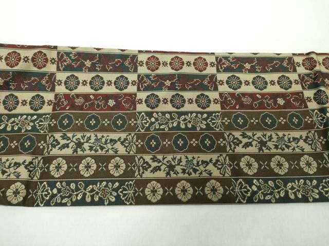 平和屋着物○全通柄九寸名古屋帯 花間道 正絹 逸品