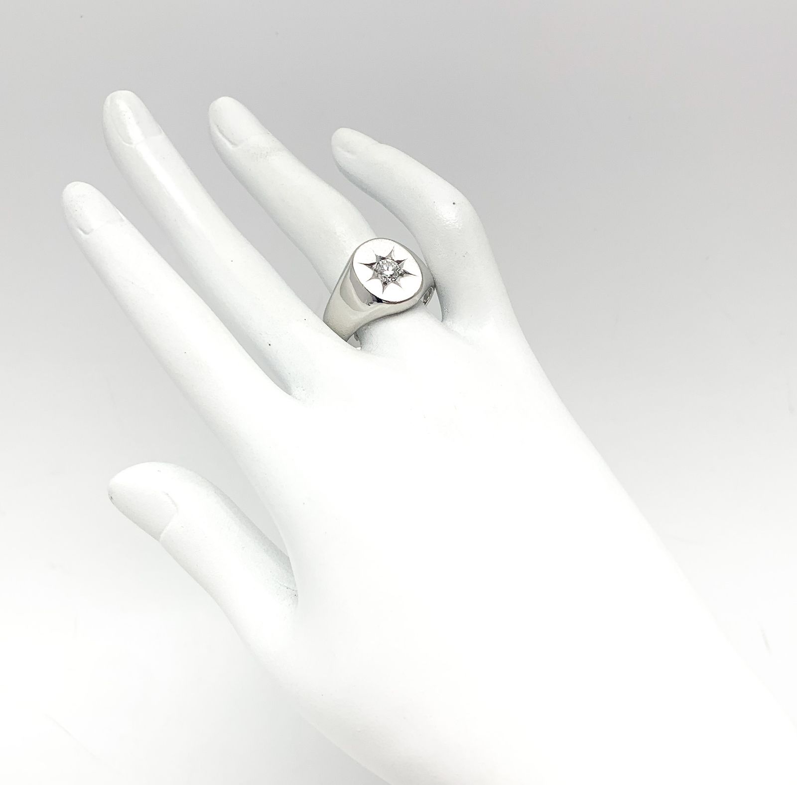 PM Pm プラチナ ダイヤモンド 0.40ct 印台 メンズ リング 指輪 約24号 