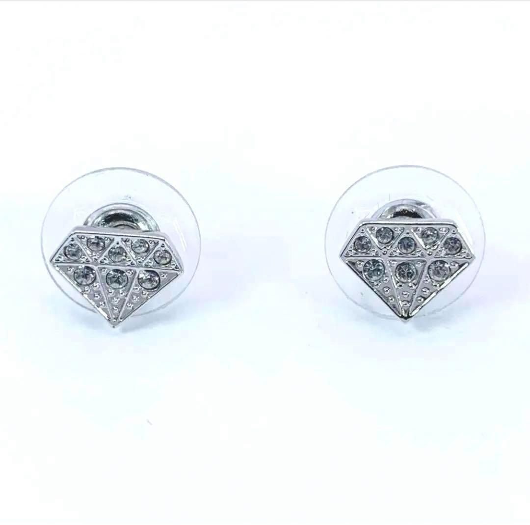良質トップ SWAROVSKI 三角形 ラインストーン ピアス シルバー フック