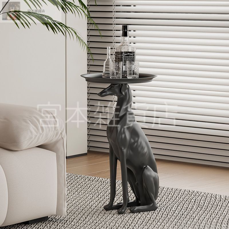 ドーベルマン 犬 サイドテーブル ユニーク ブラック シルバー おしゃれ かわいい ラグジュアリー インテリア 動物 アニマル ナイトテーブル