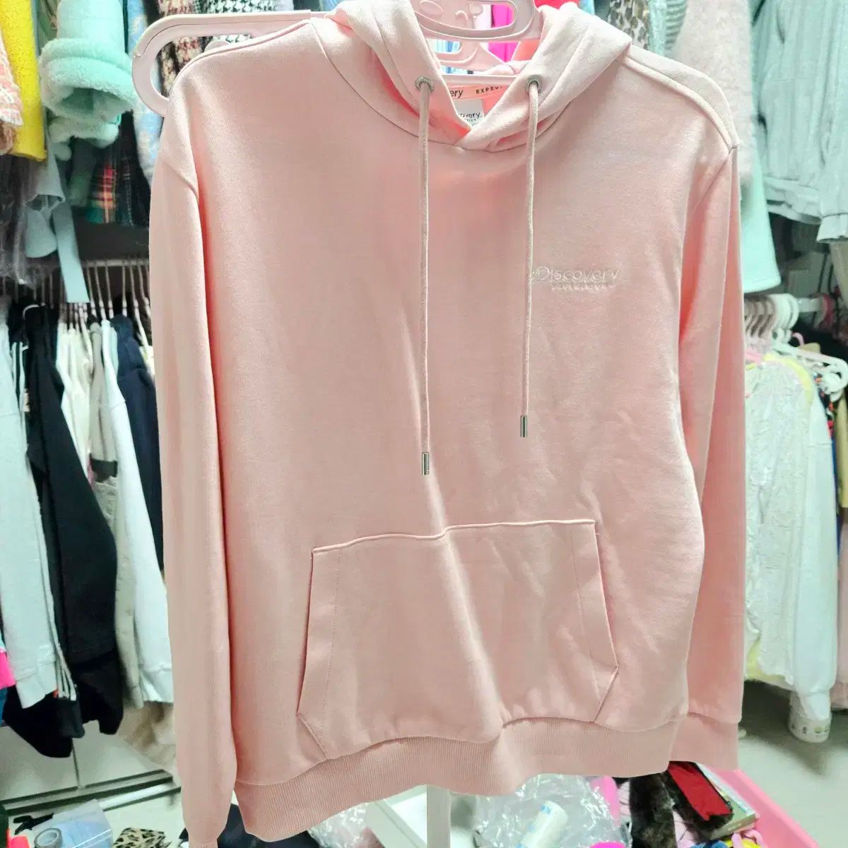 DISCOVERY ピンク フード付きTシャツ