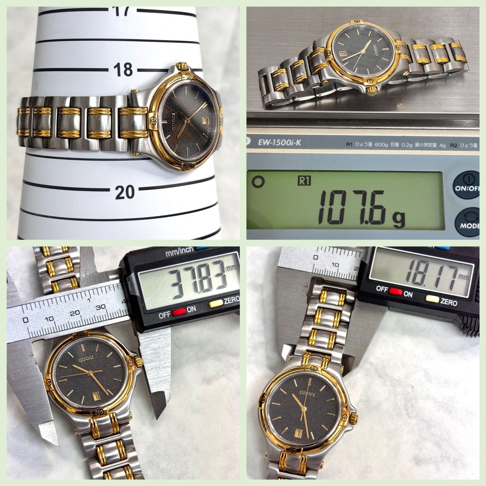 稼働品 GUCCI 9040M メンズ腕時計 外装超音波洗浄済 新品電池