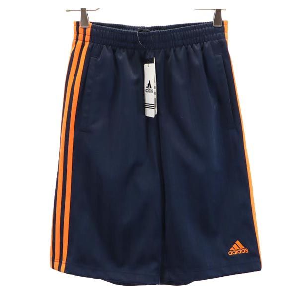 未使用 アディダス ジャージ ショートパンツ 160 ネイビー×オレンジ adidas スポーツ ハーフパンツ トレーニングパンツ キッズ 【中古】  【230717】