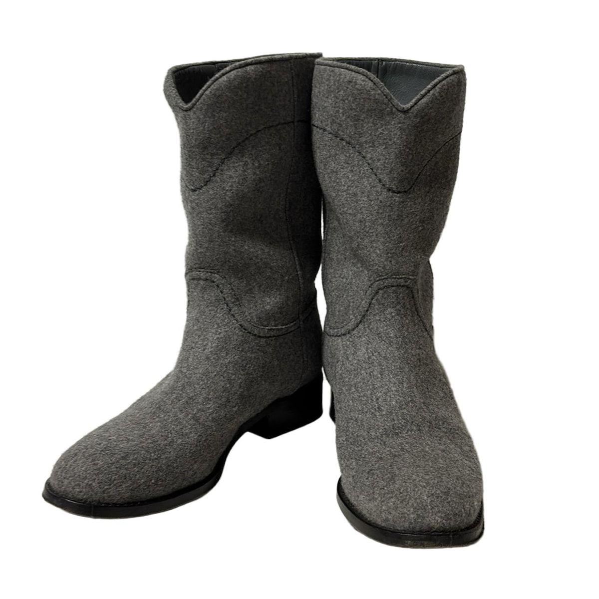 CHANEL シャネル ブーツ 35 1 2 C レディース - G26068 グレー ウール