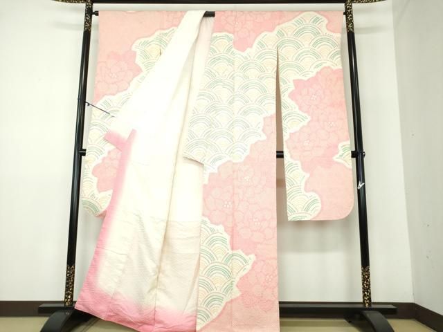 平和屋着物●豪華振袖 総絞り 青海波花文 正絹 DAAY1509ps