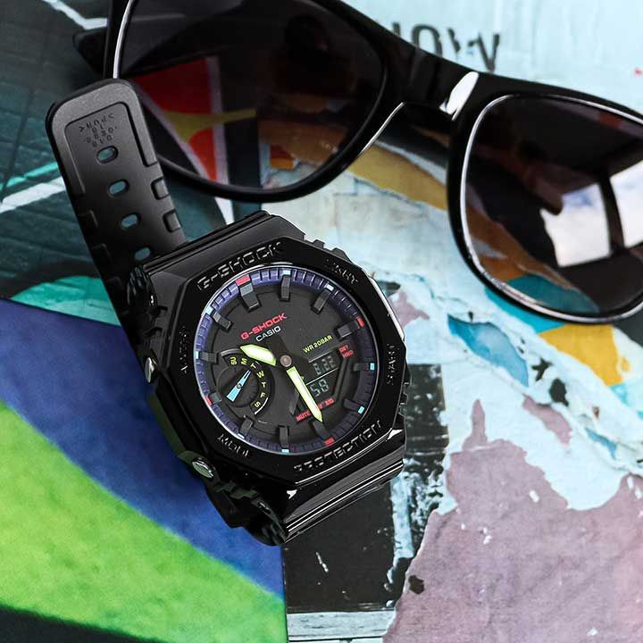 G-shock GA-2100RGB カシオークカスタマイズブラックレインボー 楽天市場】G-shock Ga2100 カシオーク カスタマイズ カラフル